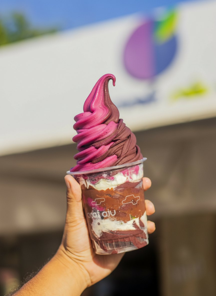 Açaí Aju soft-serve, produzido em Portugal
